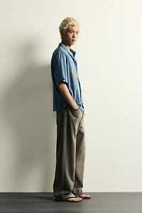 RELAXED FIT PLAID ZIPPER SHIRT