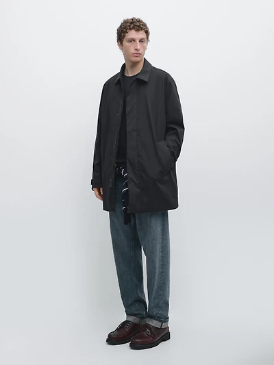 Water-repellent fabric trench coat