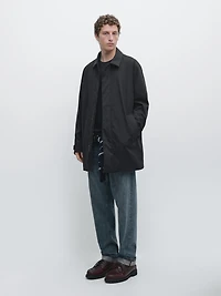Water-repellent fabric trench coat