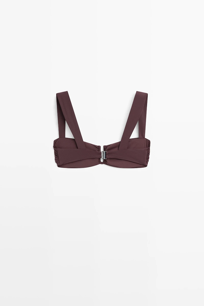 Strappy bikini top with gathered detail