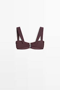 Strappy bikini top with gathered detail