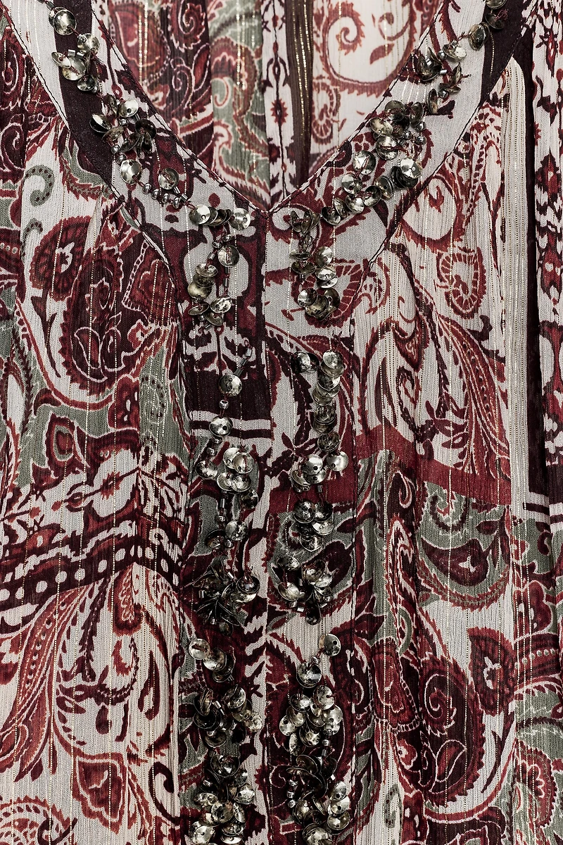 BLOUSE FANTAISIE IMPRIMÉE FIL MÉTALLISÉ