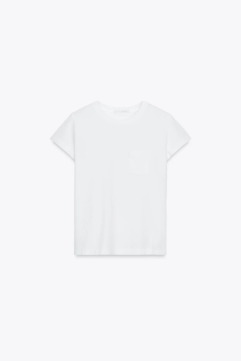 T-SHIRT DÉLAVÉ AVEC POCHE