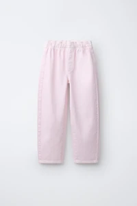 FLOWY BARREL PANTS WITH ELASTICIZED TRIM