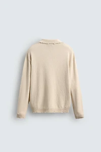 KNIT POLO SHIRT WITH DISTRESSED EFFECT