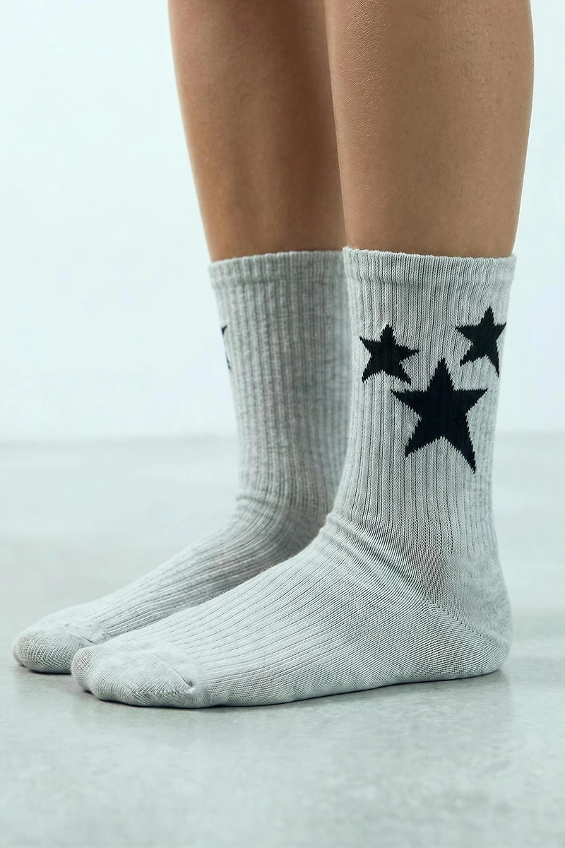 THREE-PACK OF STAR MID-CALF SOCKS