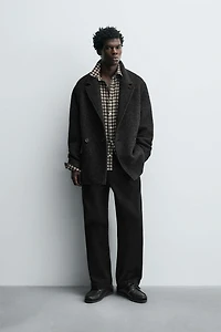 DOUBLE BREASTED WOOL BLEND OVERCOAT