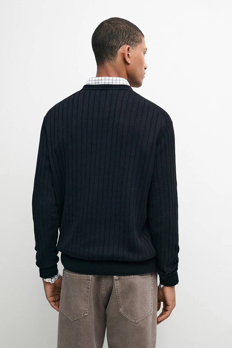 Pull en maille côtelée 100 % coton