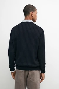 Pull en maille côtelée 100 % coton