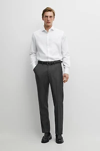 Slim fit cotton shirt with double cuffs