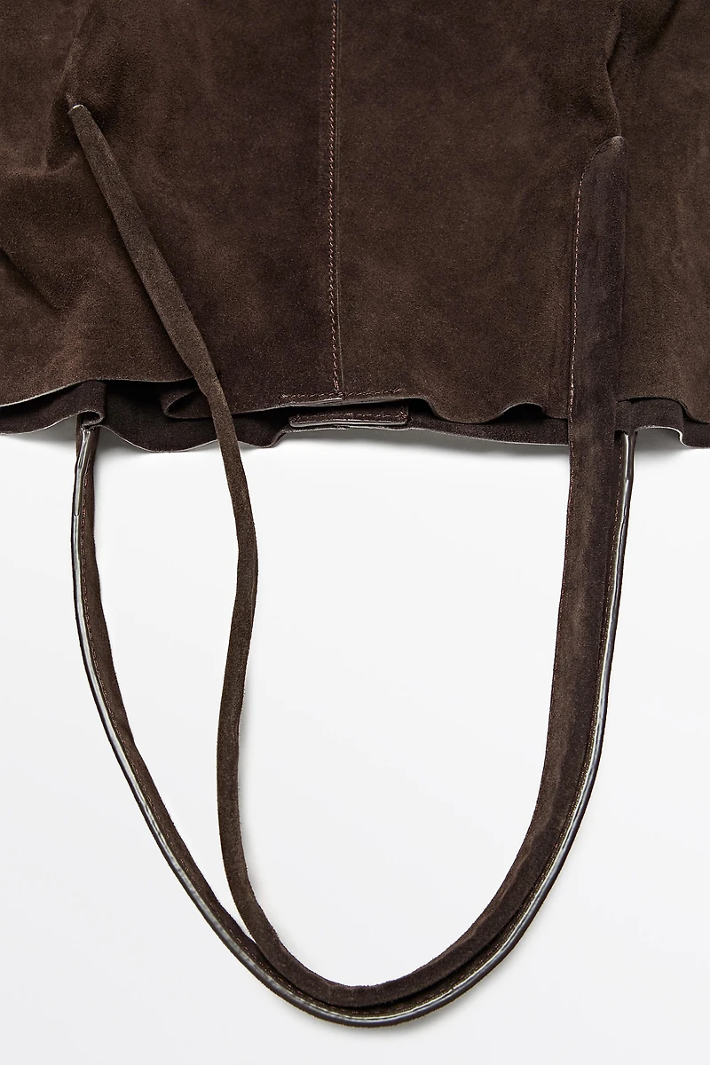 Split leather tote bag