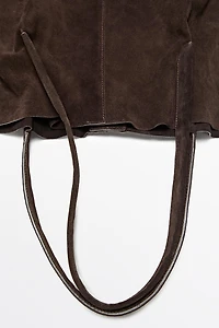 Split leather tote bag