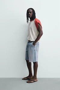 RELAXED FIT CHINO DENIM SHORTS