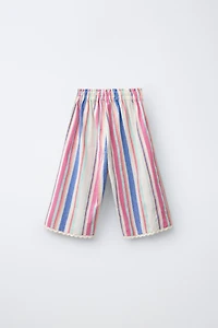 STRIPED LACE WIDE LEG PANTS