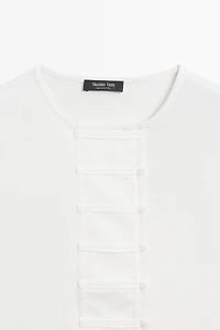 Cotton blend bib detail T-shirt
