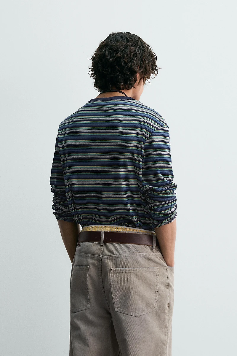 STRIPED RIBBED T-SHIRT