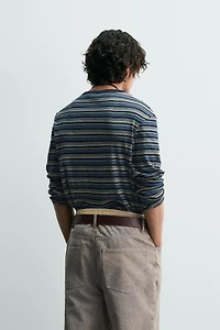STRIPED RIBBED T-SHIRT