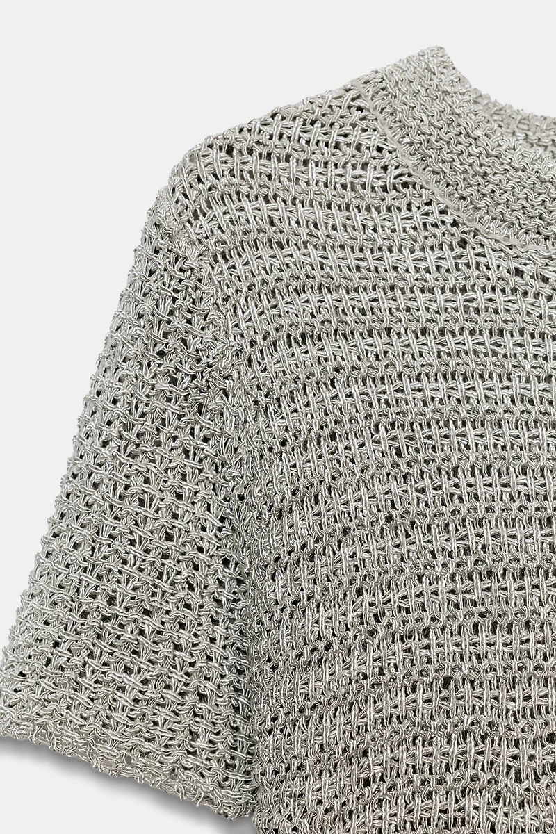 PEPLUM OPEN KNIT TOP