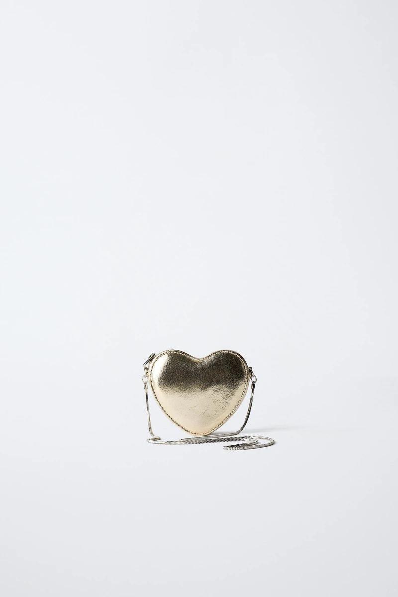 METALLIC HEART CROSSBODY BAG