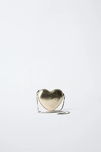 METALLIC HEART CROSSBODY BAG
