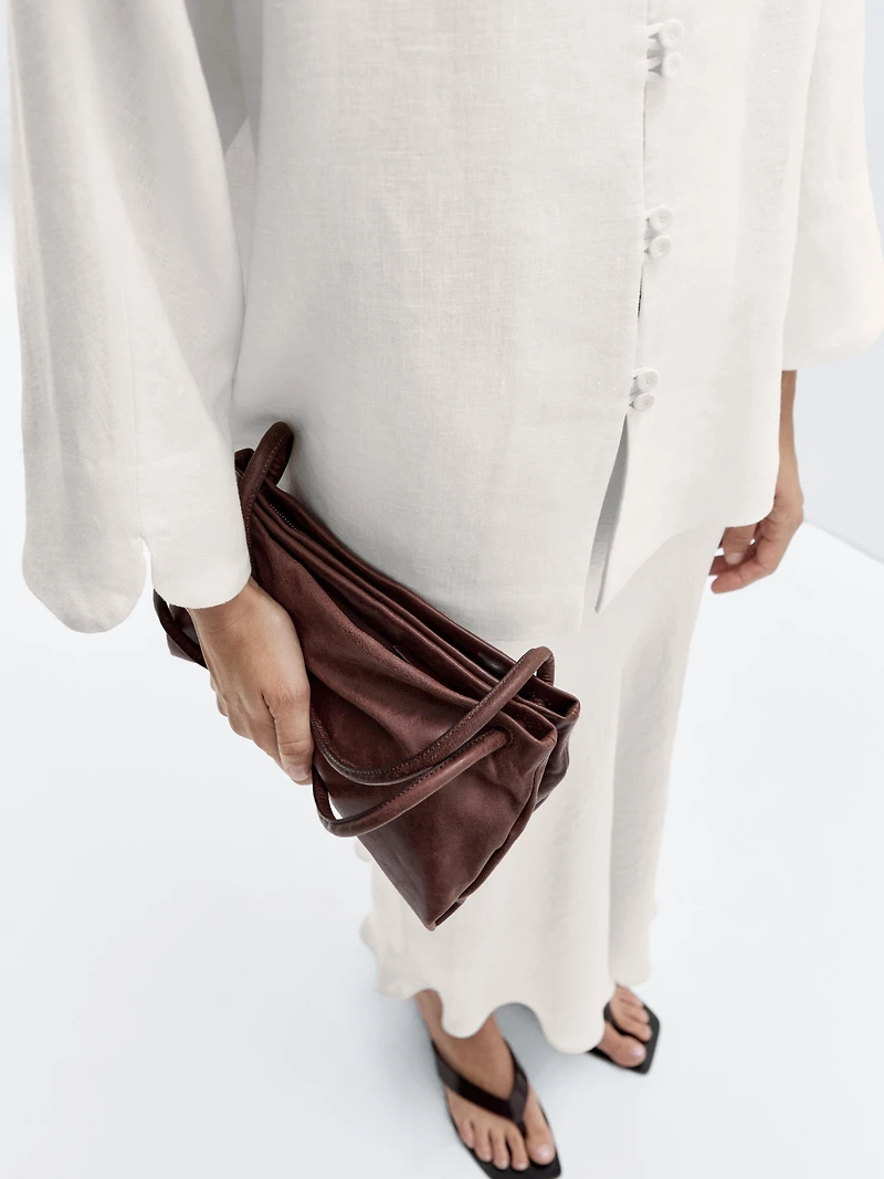 Petit sac compartimenté en cuir nappa