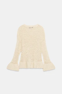 RUFFLED KNIT SWEATER