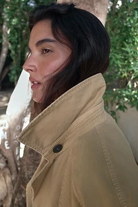 WASHED EFFECT SHORT TRENCH COAT