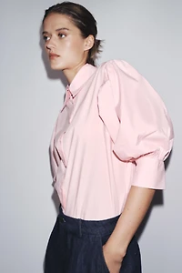 ZW COLLECTION POPLIN BALLOON SLEEVE SHIRT