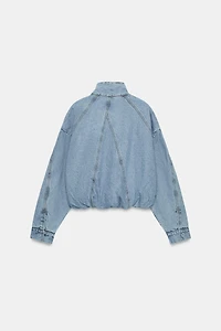 Z1975 HIGH NECK DENIM BOMBER JACKET
