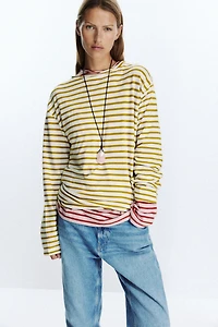SLUB STRIPED COTTON T-SHIRT