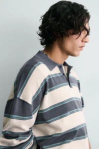 STRIPED RELAXED FIT KNIT POLO