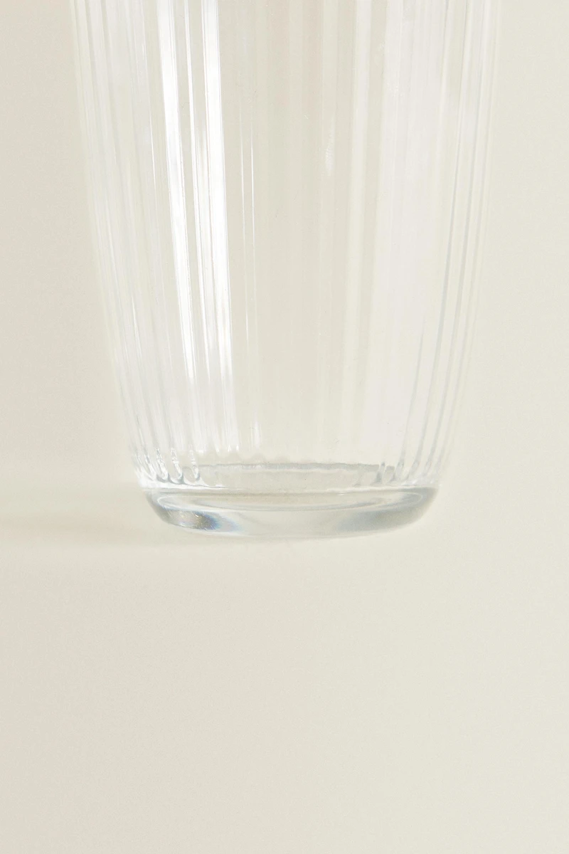 LINE-DESIGN GLASS SOFT DRINK TUMBLER