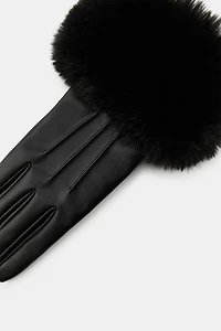 FAUX LEATHER FUR GLOVES