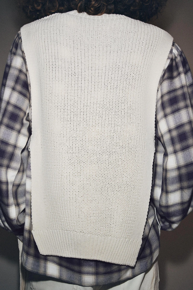CHEMISE COMBINÉE À CARREAUX ET CHÂLE