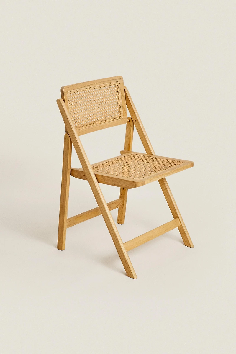 CHAISE PLIANTE BOIS ET ROTIN