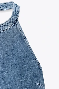 Z1975 COMBINED DENIM HALTER TOP