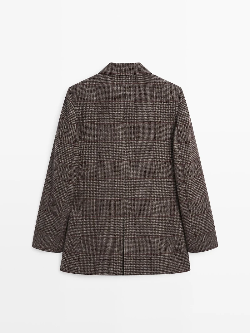 Check wool blend blazer