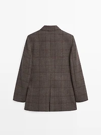 Check wool blend blazer