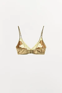 SATIN EFFECT LACE TRIANGLE BRA