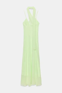 ROBE LONGUE EN GEORGETTE À BRETELLES AVEC FOULARD