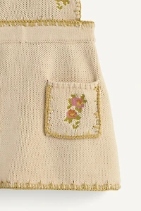 LIMITED EDITION EMBROIDERED CROSS-STITCH KNIT PINAFORE DRESS