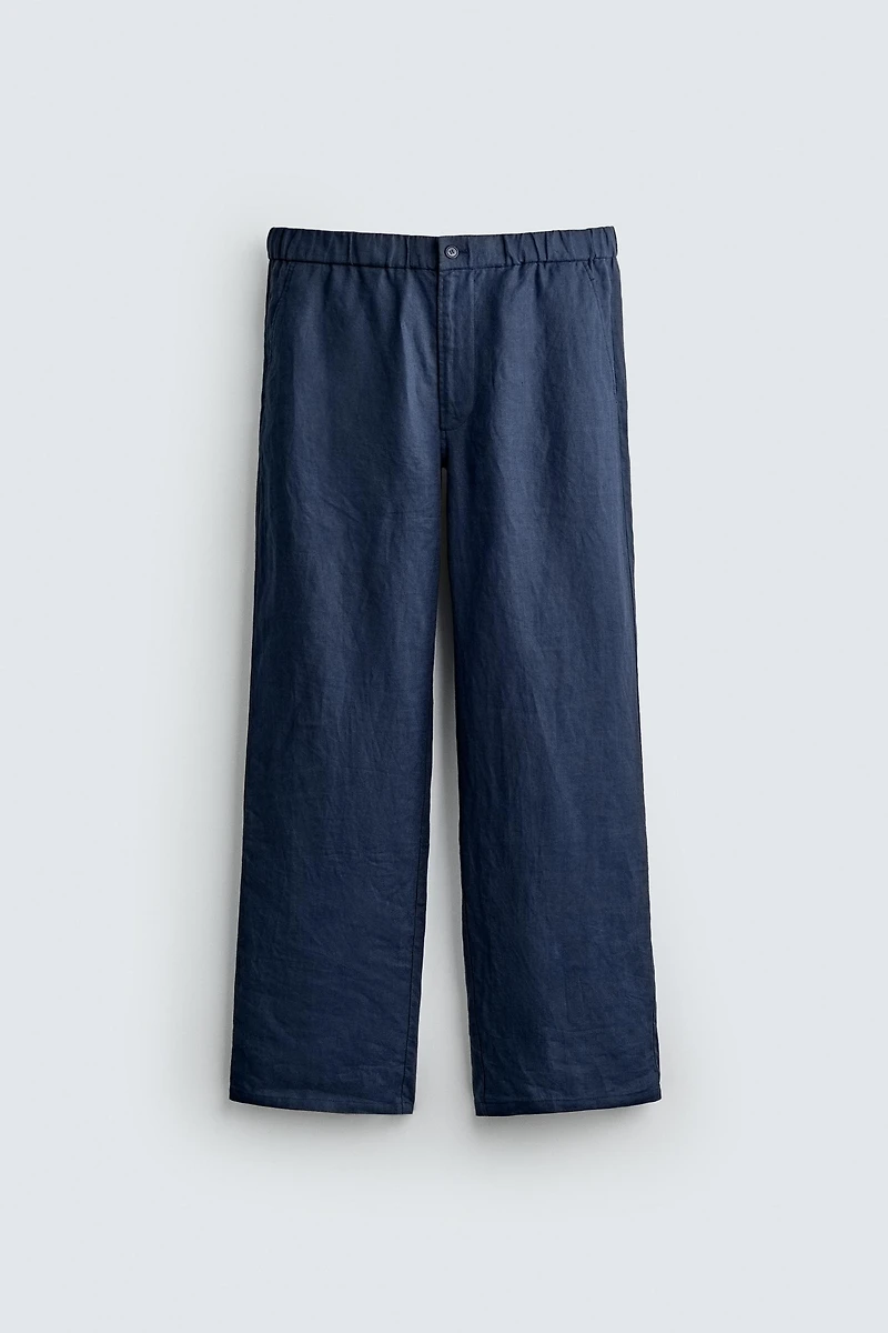 100% LINEN REGULAR FIT PANTS