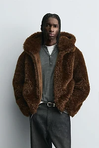 FAUX FUR HOODIE JACKET