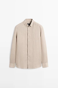 100% linen striped slim fit shirt