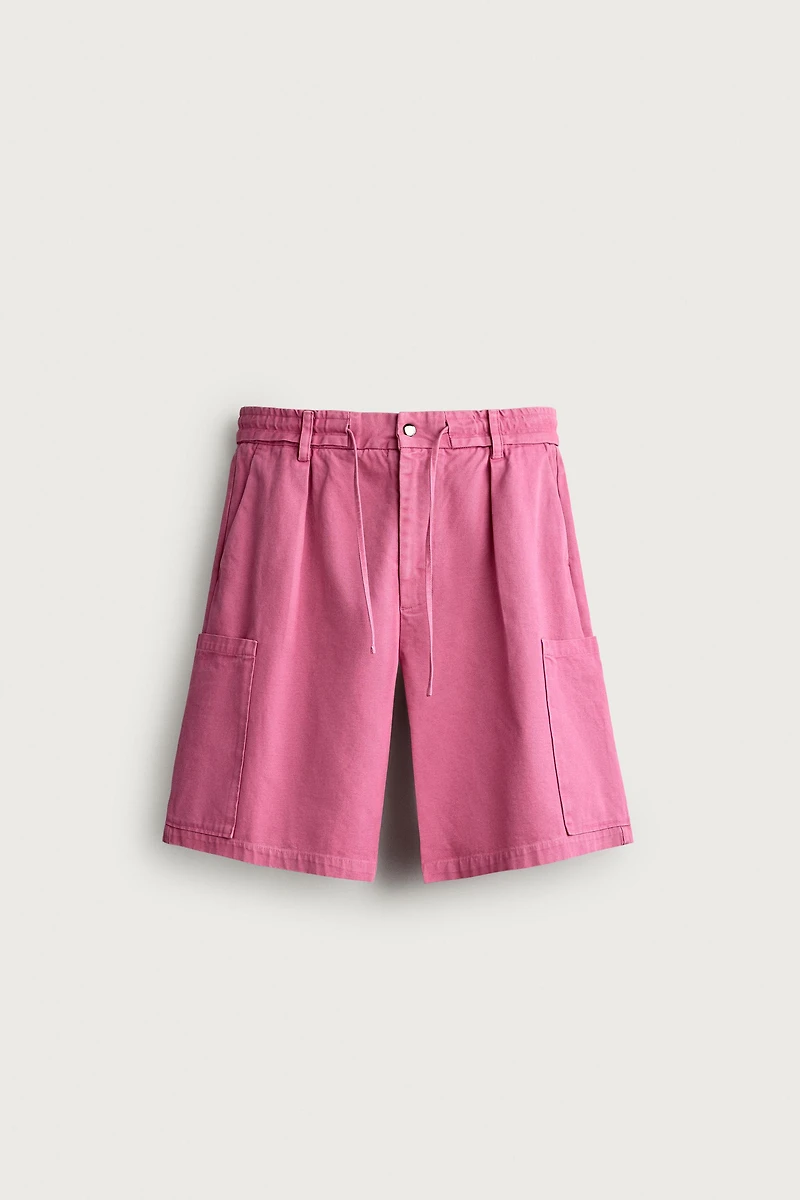 RELAXED FIT WASHED CARGO SHORTS