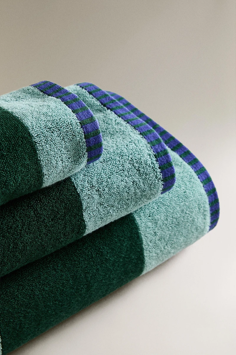 SERVIETTE DE BAIN COTON RAYURES X COLLAGERIE