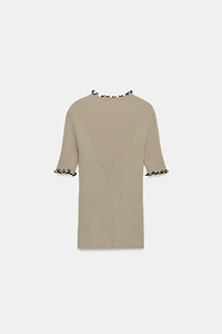 CONTRAST RIB KNIT TOP