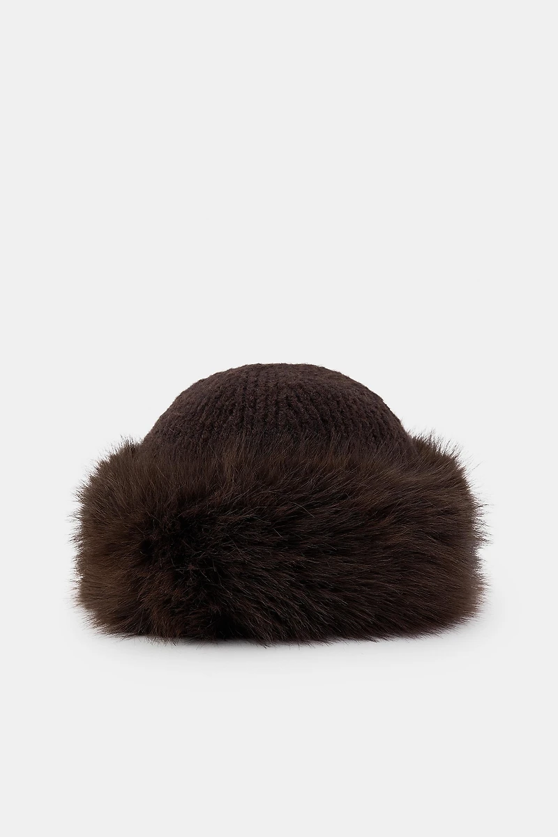FAUX FUR KNIT BEANIE