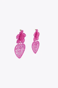 RAFFIA FLORAL HEART EARRINGS