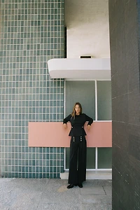 BUTTONED TWILL PANTS